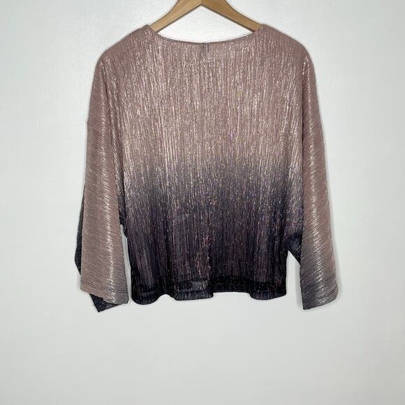 Anthropologie Serena Ombre Top Womens Medium Pink Shimmer Metallic Sparkle - Picture 9 of 11